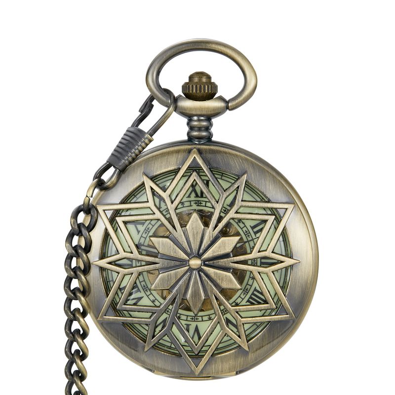 New Product Prismatic Hollow Flip Cover Roman Numerals Luminous Fully Automatic Mechanical Pocket Watch_voghion.com