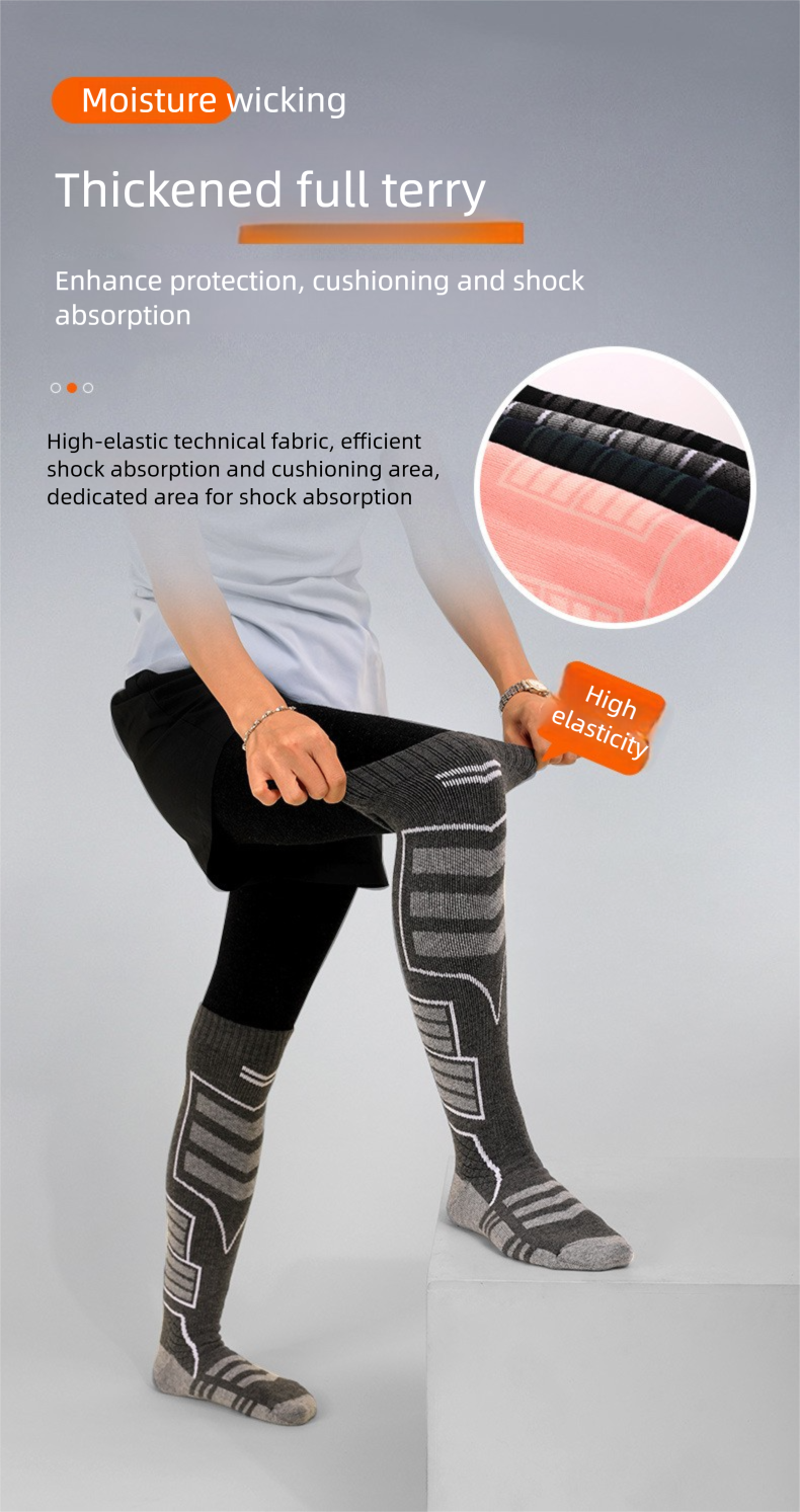 Autumn Winter Thickened Thermal Quick-Dry Merino Wool Long Tube Snow Non-Slip Wear-Resistant Ski Socks_voghion.com