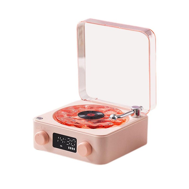 Wireless The Waves Vinyl Player Mini Portable Retro Sleep Aid Speakers Adjustable RGB Lights For Bedroom Office_voghion.com