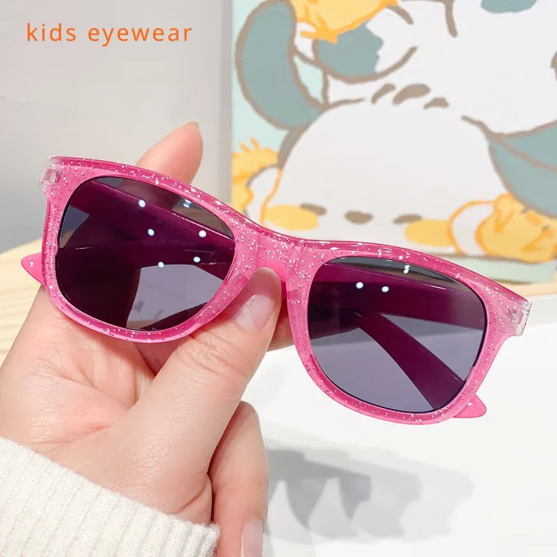2024 nuovi fantastici occhiali da sole quadrati lucidi colorati per bambini ragazze trendy alla moda occhiali da sole carini occhiali per bambini_voghion.com