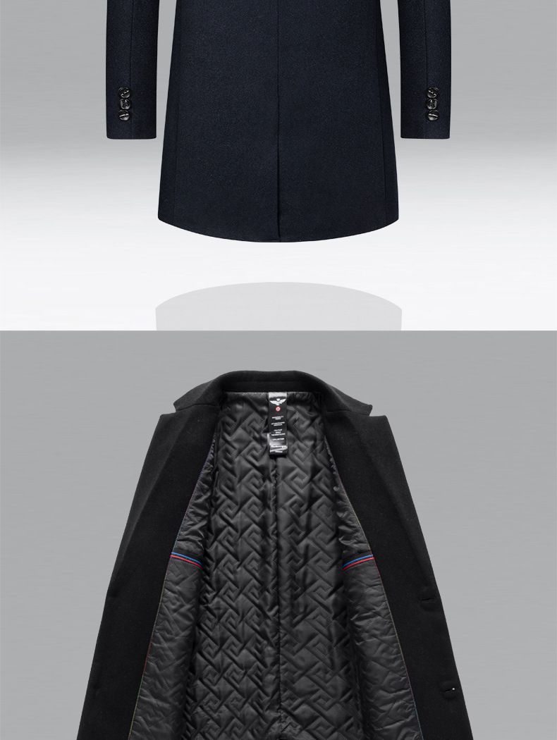 Men's Wool Blend Overcoat - Mid-Length Single-Breasted Peacoat For Business Casual & Winter Wear_voghion.com