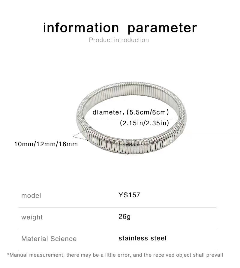 Women's Jewelry Elastic Bracelet Stainless Steel K Gold Plated Bracelet Men And Women Street Element Jewelry 10 12 16 20MM_voghion.com