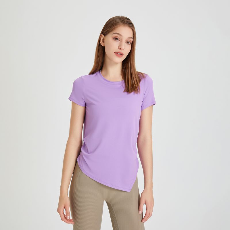 Wrinkle Slimming Yoga Clothes Women, Short Sleeved Round Neck Running And Fitness Top, T-shirt For Summer_voghion.com