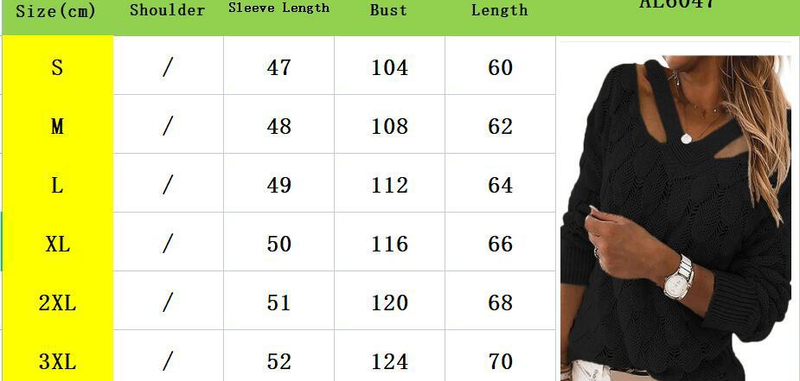 Women's autumn and winter fashion new knitted sweater v-neck off-the-shoulder sweater women's autumn and winter tops_voghion.com