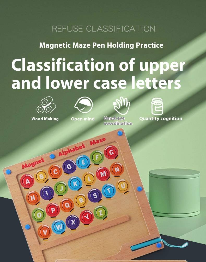 Ahşap Oyuncaklar çocuk bulmaca oyuncakları, dijital renk sınıflandırması, biliş, Montessori öğretim araçları, manyetik kalem hareketi, boncuk yürüyüş labirenti_voghion.com