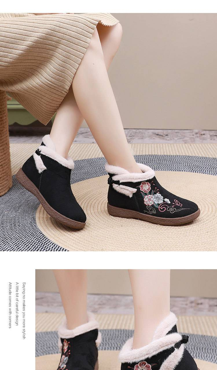 Wanter al Peking Stoffschuhe fir Fraen plus Fleece verdickt Mëttelalter an eeler ethnesch Wand Kottengstiwwelen rutschfest gestickte Kottengschuhe_voghion.com