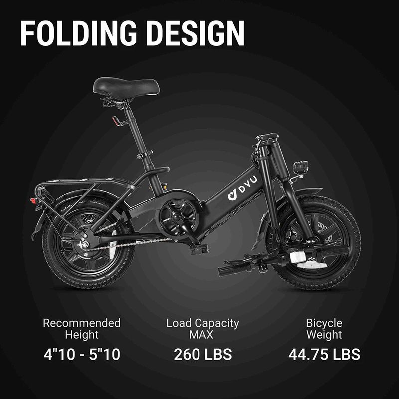 DYU C3 elcykel för vuxna 14" hopfällbar E-cykel för pendlarstad med 350W motor och 36V 7,5Ah batteri_voghion.com