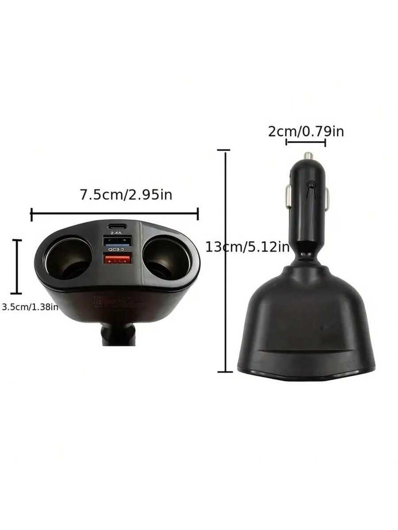 QC3.0 Car Charger Lighter Socket Splitter 12V/24V Dual USB Power Adapter Car Socket 5 Ports For Mobile Phone DVR Charging Type-C_voghion.com