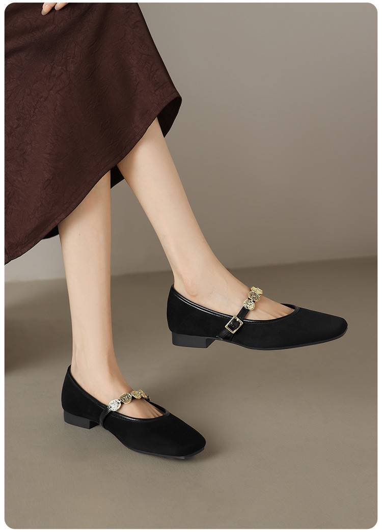 Cameido Trendy Vintage Leopard Print Shoes For Women, 2025 Autumn Metal Buckle Ankle Strap Shallow Square Heel Mary Jane Style_voghion.com