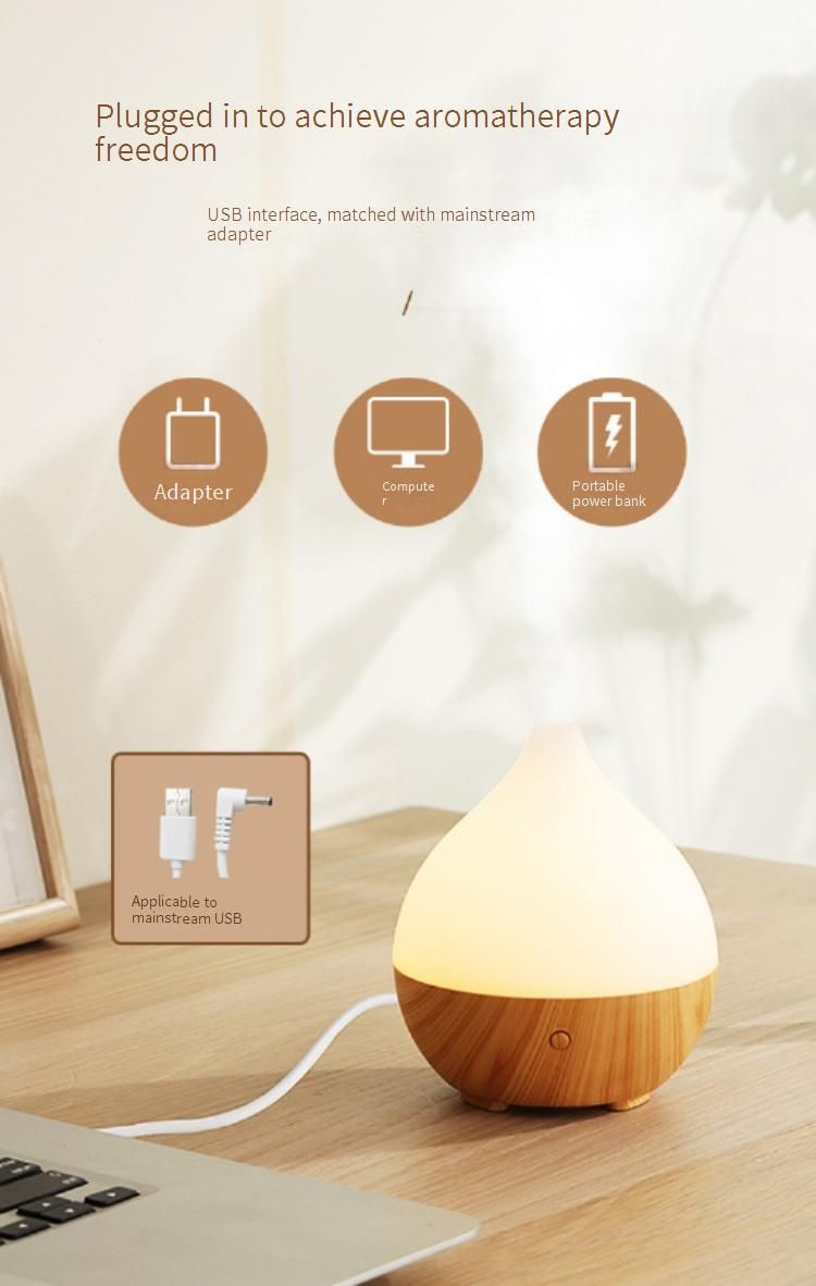 Wood Grain Aroma Diffuser Humidifier With Essential Oil, USB-Powered Ultrasonic Cool Mist For Home, Office, Spa, Gift For Women_voghion.com