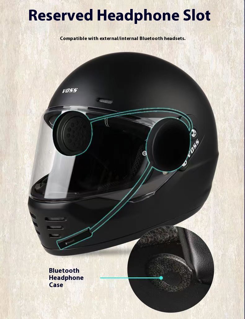 Retro-Integralhelm für Motorradfahrer – DOT- und 3C-zertifizierter Cruiserhelm mit Bluetooth-Kompatibilität, ABS-Schale, verstellbarem Visier_voghion.com