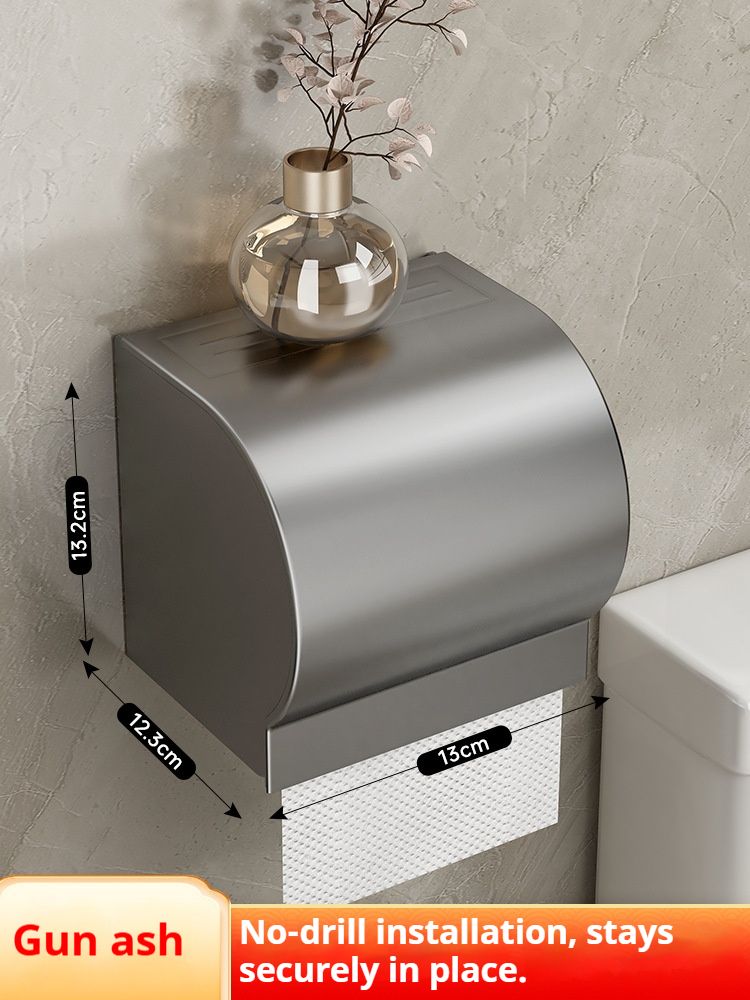 Modern Wall-Mounted Toilet Paper Holder – Rustproof & Waterproof, No-Drill Adhesive Mounting, Space-Saving Bathroom Organizer_voghion.com