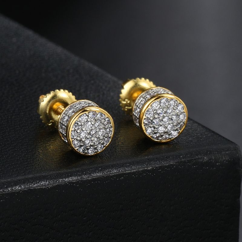 Orecchini di lusso leggeri con diamanti infilati per uomo con micro zirconi intarsiati e separazione dei colori, orecchini alla moda_voghion.com