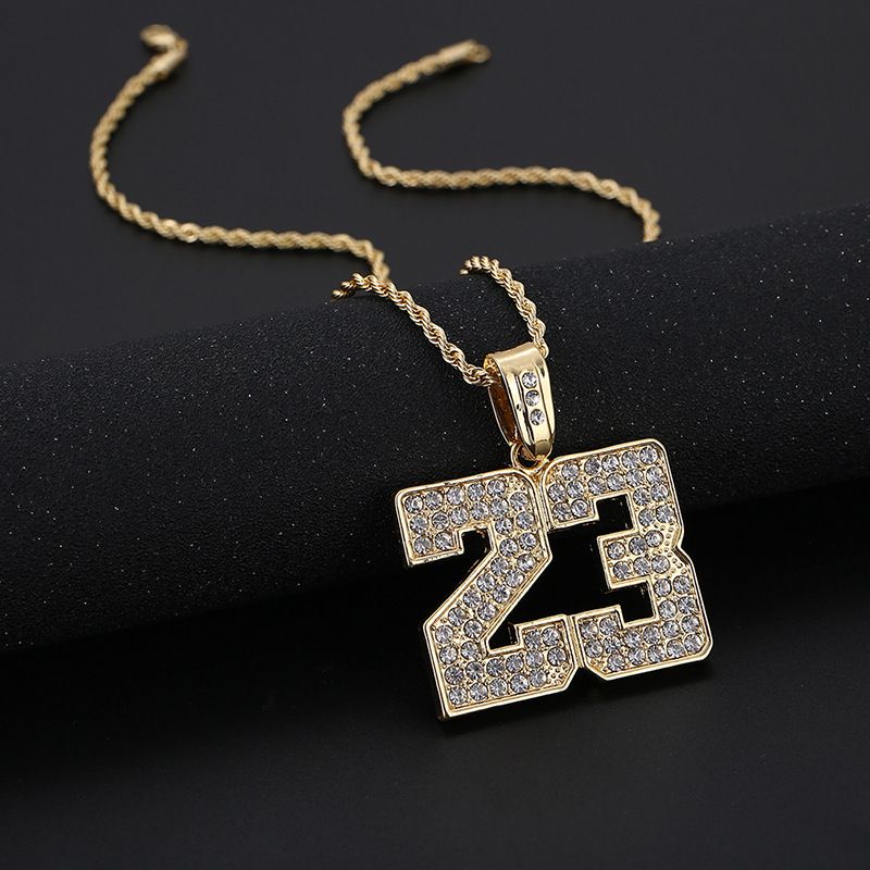 Collana unisex alla moda con ciondolo a forma di basket 23 con diamanti, gioielli hip hop unisex di grande vendita_voghion.com