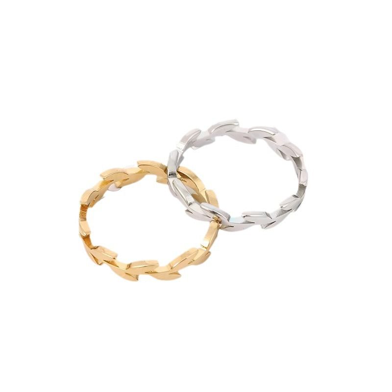 Nuovo stile coreano e giapponese, semplice spiga di grano a foglia fresca per donna, impilabile, personalità alla moda, acciaio al titanio_voghion.com