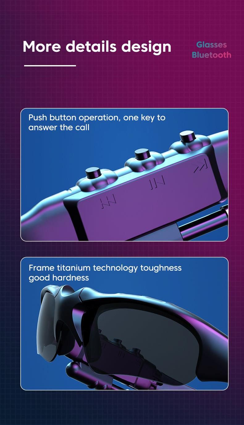 glasses Bluetooth Headset, Sunglasses Glasses Headset, Listening To Music, Electronic Bluetooth Headset_voghion.com