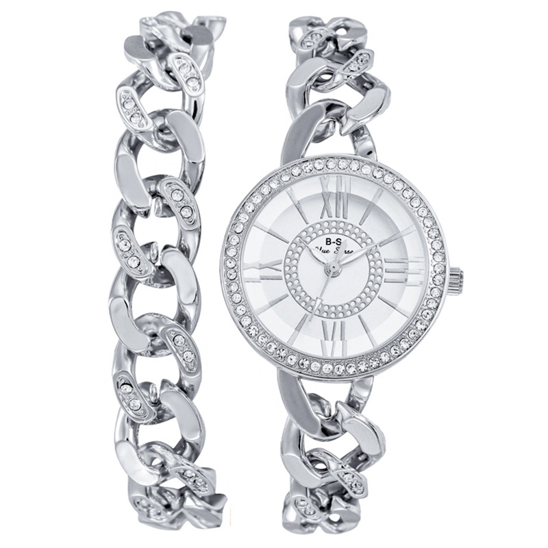 Orologio al quarzo da donna con bracciale tempestato di diamanti_voghion.com