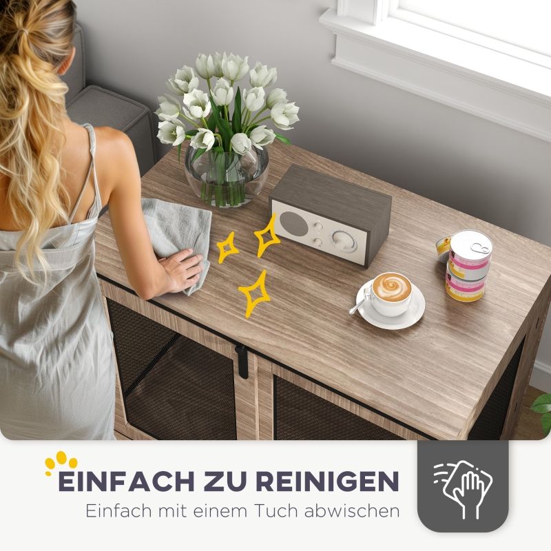 Hundebox Transportbox 98x78cm mit verschließbaren Türen, Hellbraun_voghion.com