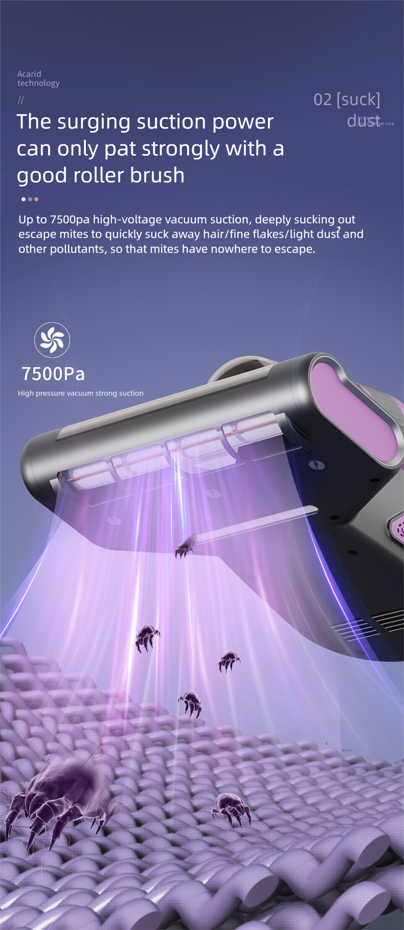 High Suction Handheld Vacuum, UV Sterilization Mite Remover, Wireless Household Cleaner_voghion.com
