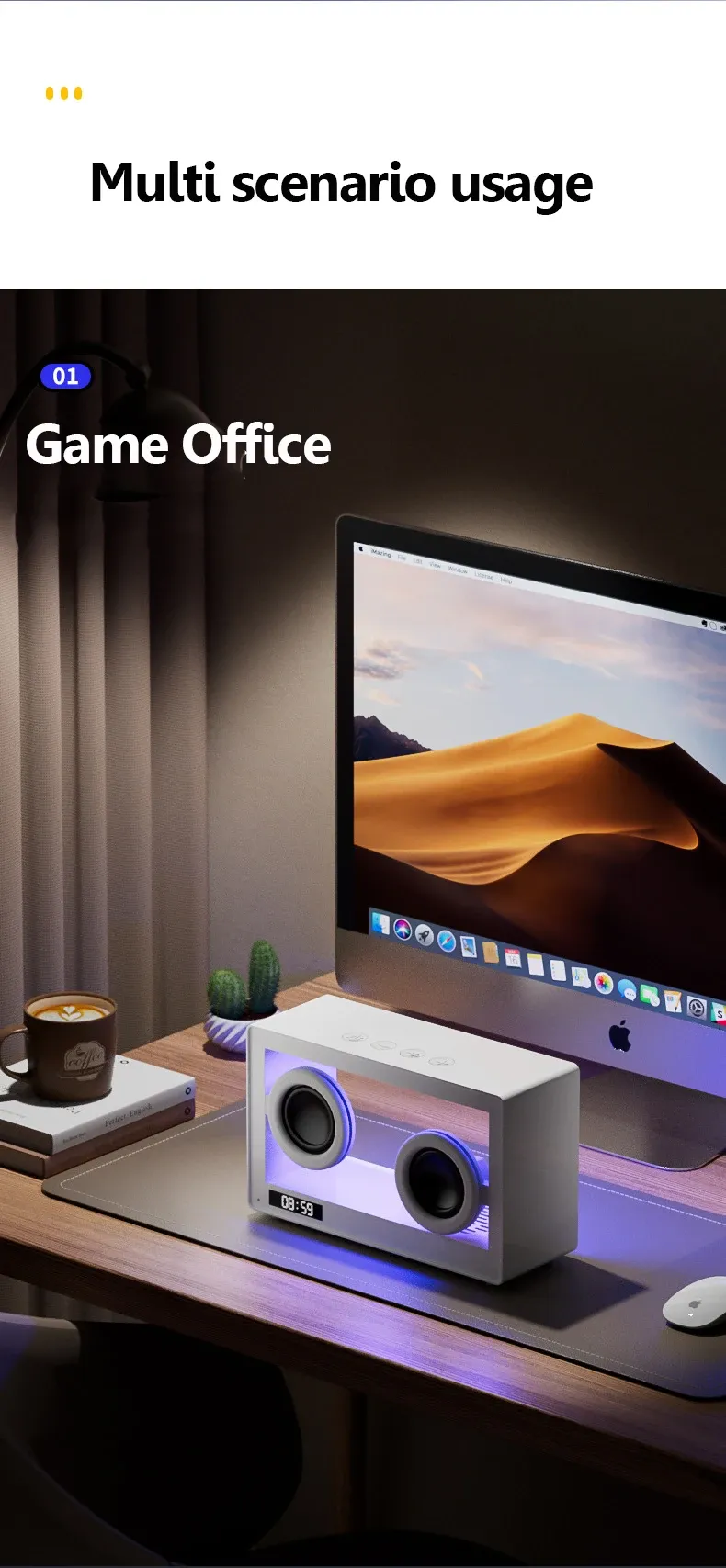 Nordic Mini Transparent Bluetooth High Quality Computer Speaker Portable Clock Wireless Music Box With LED Ambient Light_voghion.com