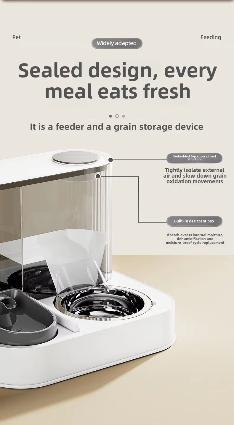 Gamelle automatique 2 en 1 pour animaux de compagnie : gamelle intégrée en plastique pour chat avec distributeur d’eau et gamelle pour nourriture/eau pour chiens et chats_voghion.com