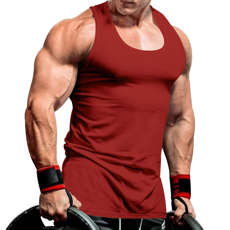 Grenzüberschreitender Außenhandel Herrenbekleidung Herren Tiefgraben Bodybuilding Fitness Weste Einfarbig Sommer Umfassendes Training Sportboden_voghion.com