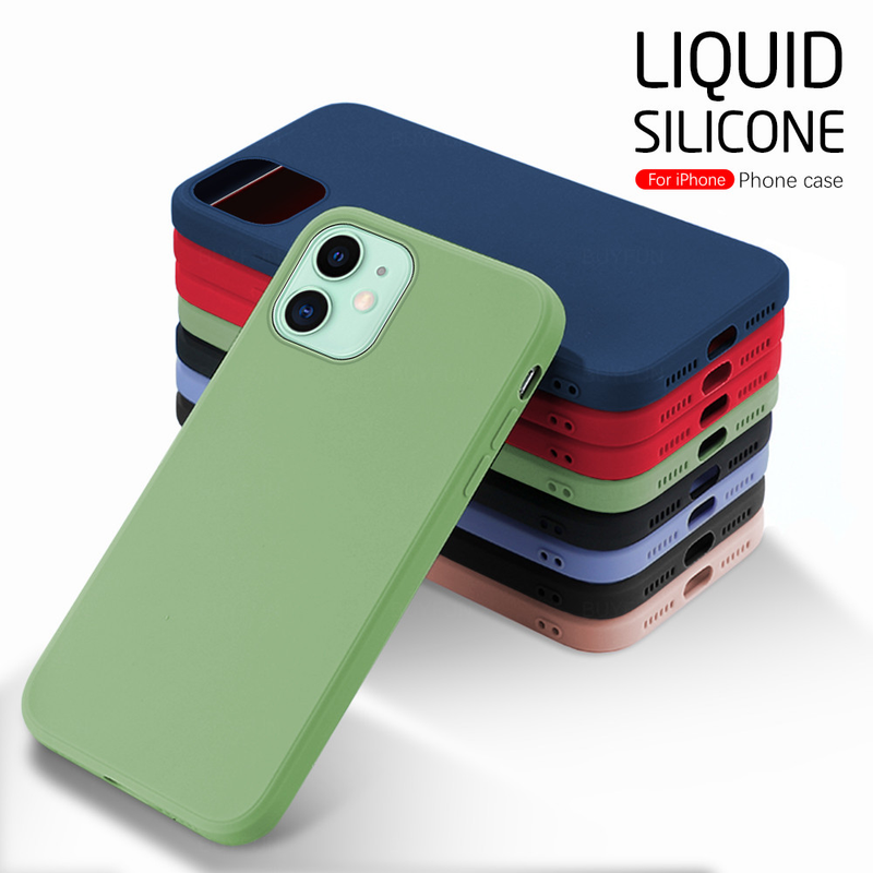 Original Liquid Silicone Phone Case For iPhone 12 Pro Max 12pro 12 mini ifone 12max Protect Camera_voghion.com