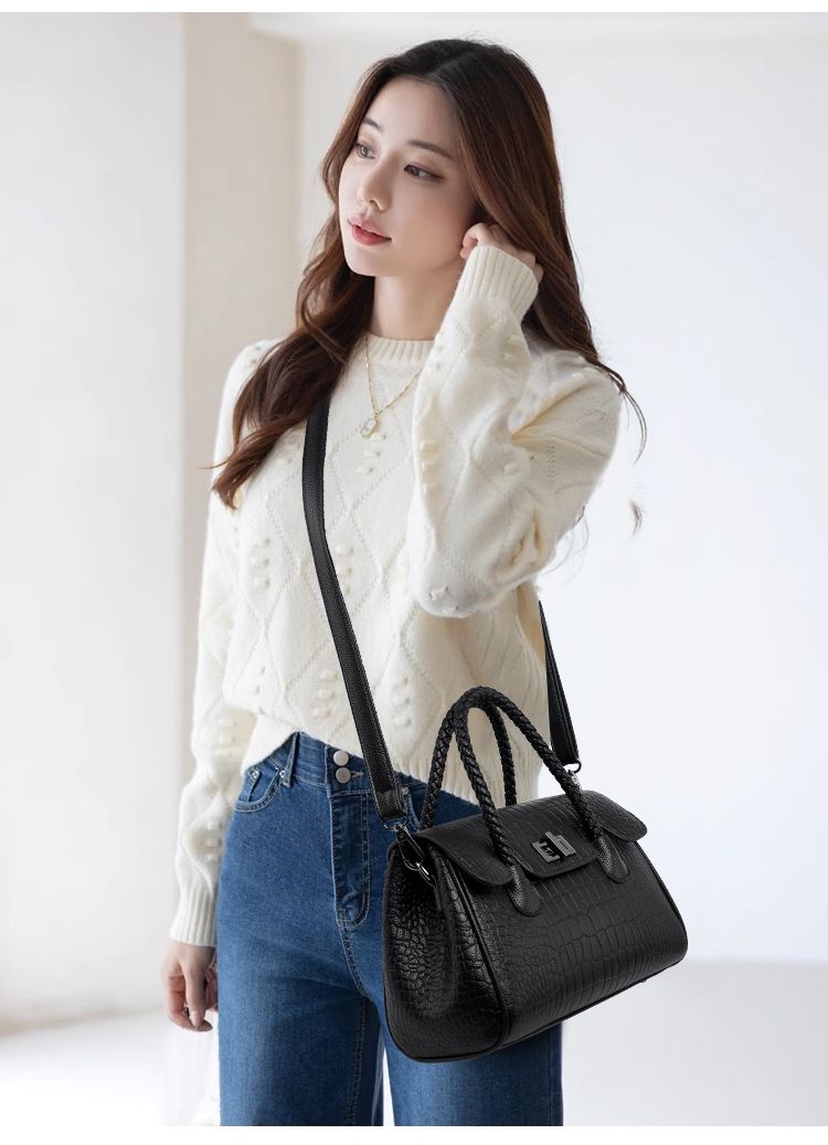 Borsa a tracolla in pelle morbida ed elegante, con tracolla intrecciata, per donne, 2025, nuova, alla moda, per mamme di mezza età_voghion.com