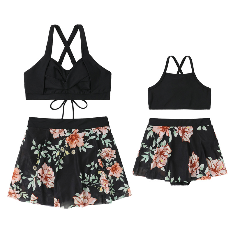 Family swimsuit Swimsuit family mesh gauze skirt swimsuit_voghion.com