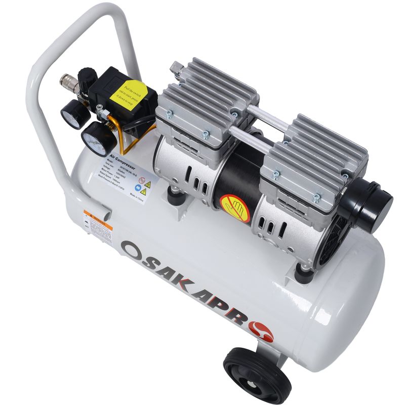 1.5HP Silent Oil-Free Air Compressor 8 Gallon, Oil-Free, Electric Shop Air Compressor Portable,Lightweight With Wheels, 70 DBA Noise Level, With Automatic Drain Valve,Light Gray_voghion.com
