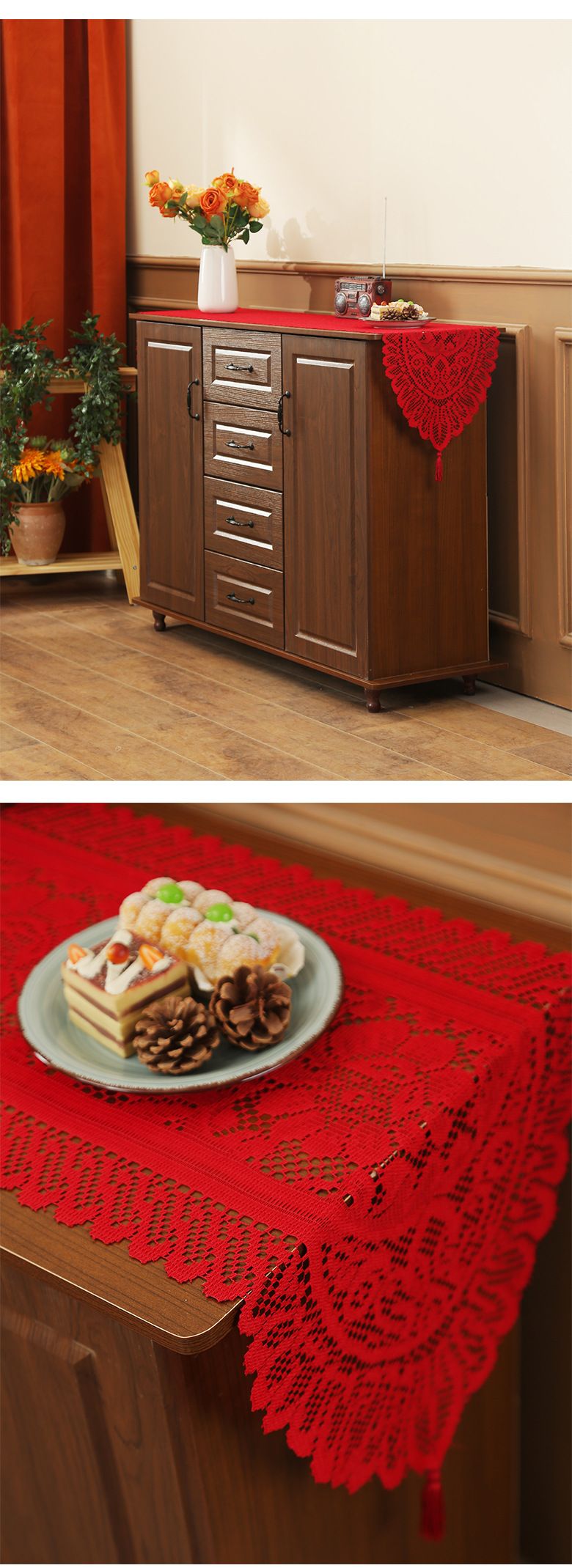 Weihnachtstischläufer-Set – Stoffdekor im nordischen Stil für Esstisch, Couchtisch und TV-Ständer (Weihnachtsdekor)_voghion.com