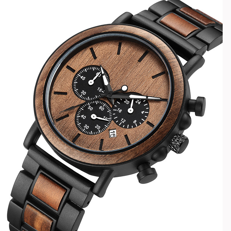 Orologio da uomo Gorben Wood Relogio Masculino Orologi militari cronografo alla moda di lusso di marca superiore in confezione regalo in legno_voghion.com