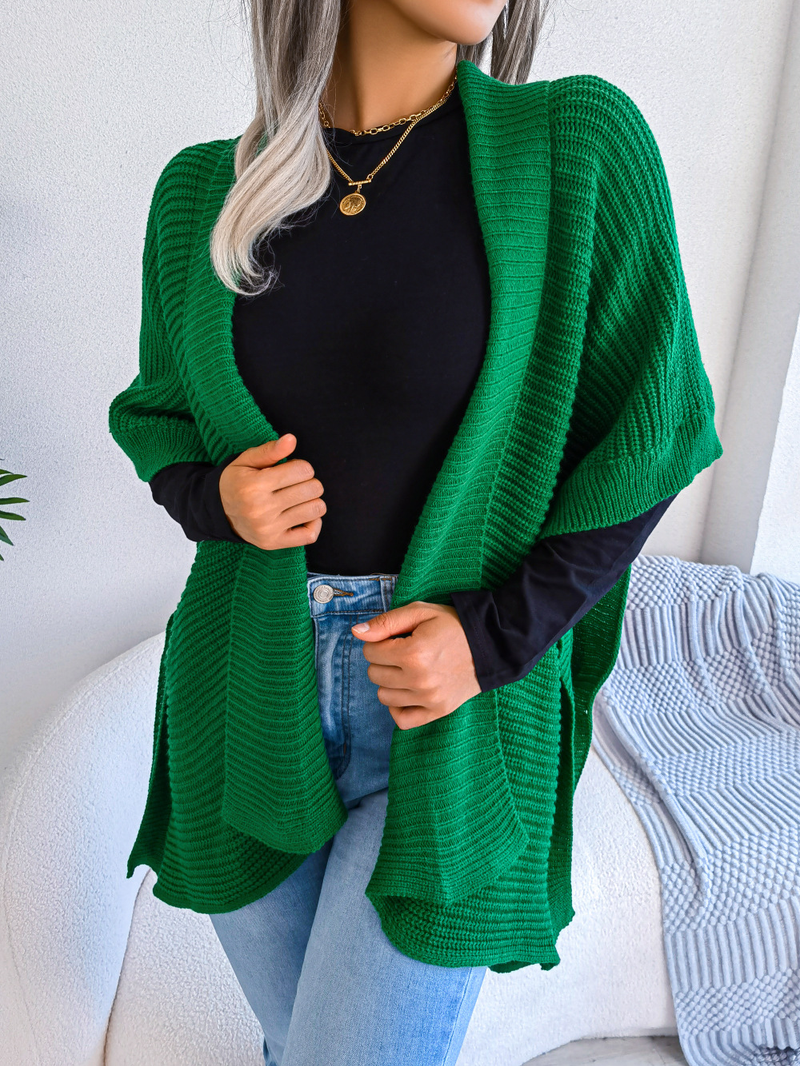 Women Knit Cardigan Open Front Sweaters Casual Coat Loose Fit Side Split Confortable Stylish Pure Color Fall_voghion.com