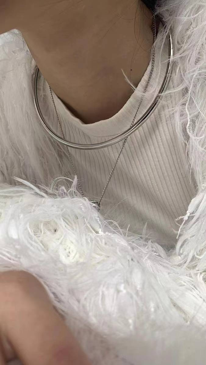 Small fashion simple design with a handsome texture of layered round ball necklace collar combination_voghion.com