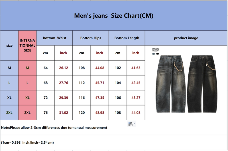 Sandgestrahlte Jeans mit weitem Bein für Herren – Handbemalte Vintage-Waschung | Amerikanische Streetwear_voghion.com
