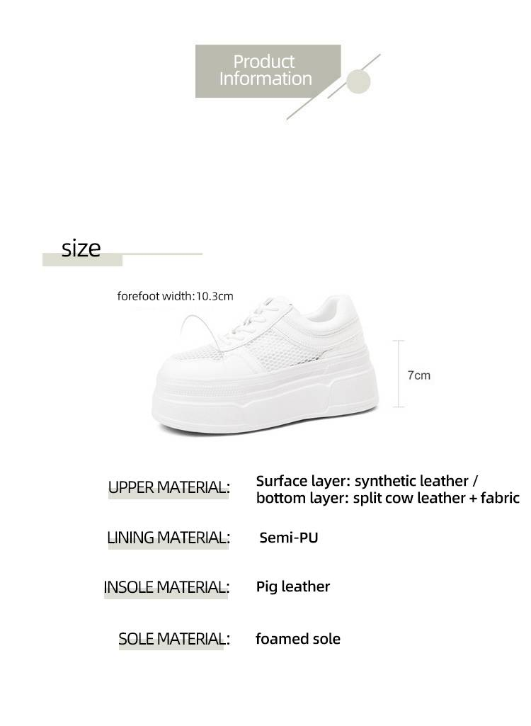 cameido Naisten kengät, paksupohjaiset valkoiset lenkkarit, hengittävä verkkokangaspäällinen, platform-tyyliset vapaa-ajan kengät, monipuoliset._voghion.com