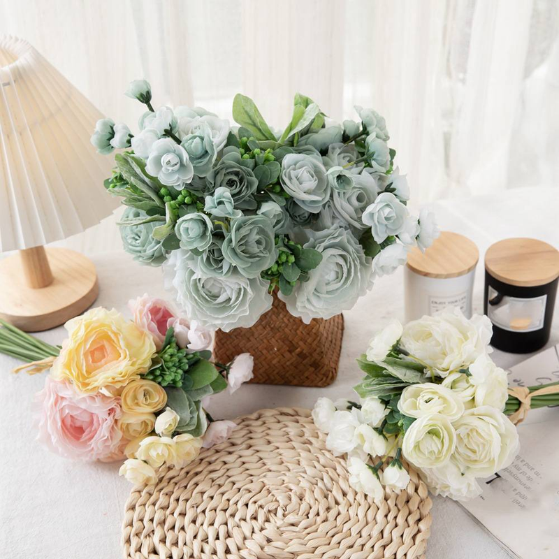 Decorazione della casa Bouquet da sposa Bouquet di fiori di loto Fiori artificiali Guida stradale Fiori artificiali da parete_voghion.com