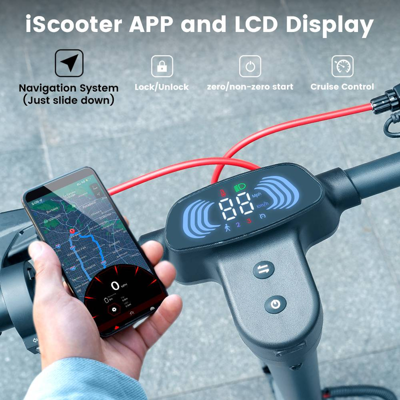 ISCOOTER I10 Pro 10" Monopattino elettrico pieghevole per pendolari Motore da 800 W Batteria da 48 V 15 Ah_voghion.com