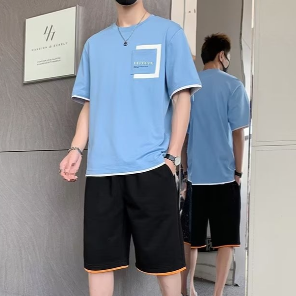 Herrenbekleidung Sommersportanzug Herren Lässiger dünner Kurzarm-Shorts-Zweiteiler Anzug Schnelltrocknende Laufsportbekleidung für Herren_voghion.com