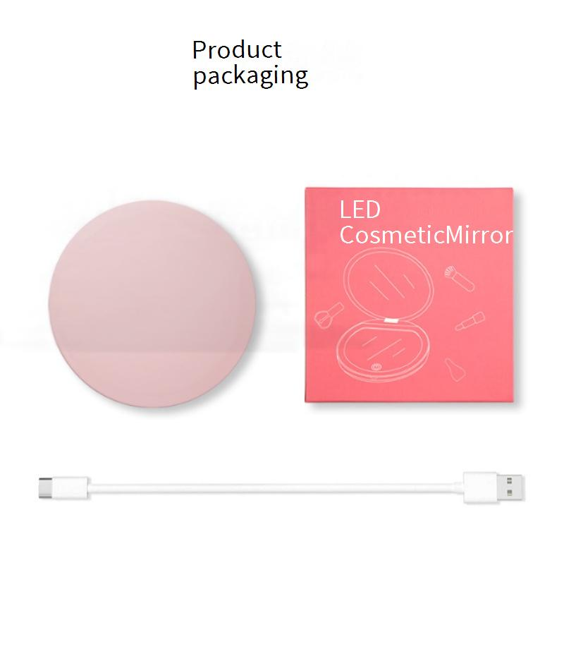Kit di strumenti per il trucco Specchio per il trucco a LED con ingrandimento 5X, regalo portatile, specchio rotondo per la bellezza, specchio con luce di riempimento e coperchio ribaltabile_voghion.com