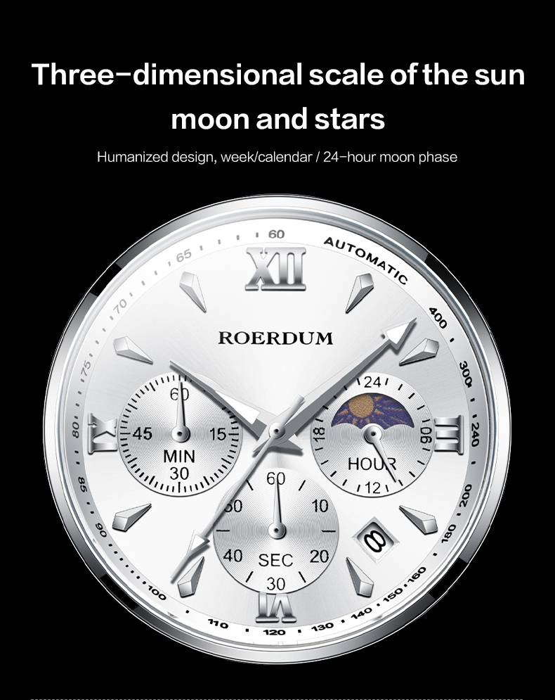 ROERDUM Cool Play Series - Quartz Movement, Leather Strap, Silver Dial, Casual & Stylish Men's Watch_voghion.com