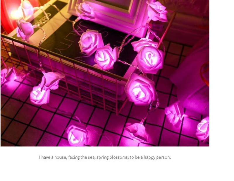 Stringa di luci colorate a LED con piccola rosa simulata, decorazione per San Valentino, matrimonio, atmosfera romantica, proposta di matrimonio, confessione_voghion.com