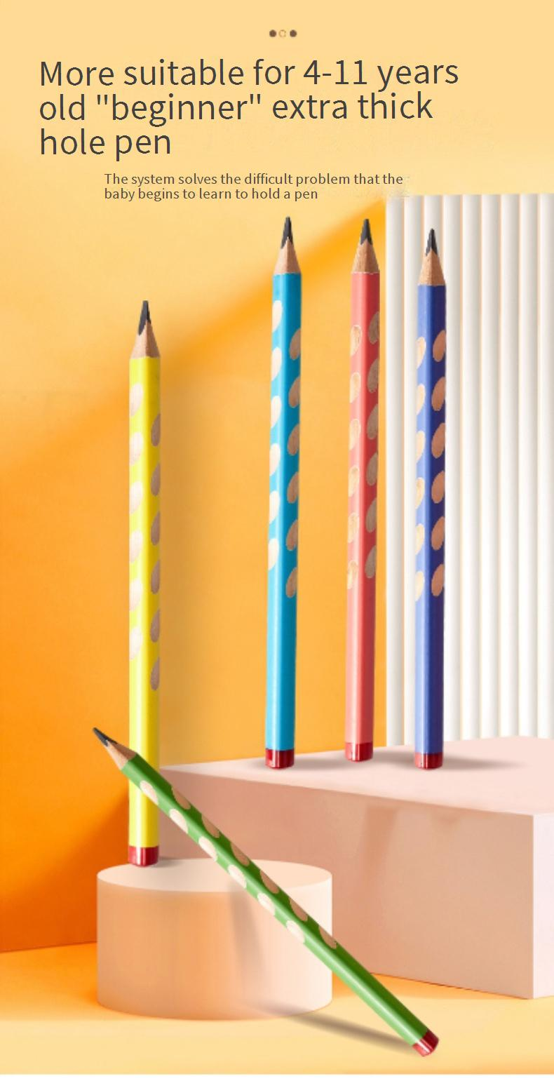 AS Bleistifte mit dickem Griff für Kinder – Härtegrad HB, ergonomisches Lochdesign, Lasergravur, perfekt für Schüler und Schreibübungen_voghion.com