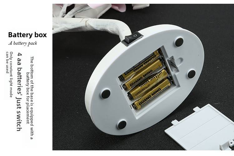 Lampe de nuit romantique en forme de rosier – 30 LED avec alimentation USB/batterie, branches réglables pour chambre, mariage et décoration de fêtes_voghion.com