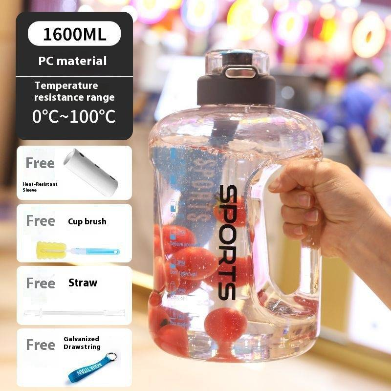 1.6L/2.5L/4L Large Capacity Sports Water Bottle – BPA-Free PC, Leak-Proof, With Carry Handle & Bonus Accessories (Brush, Strap, Straw)_voghion.com