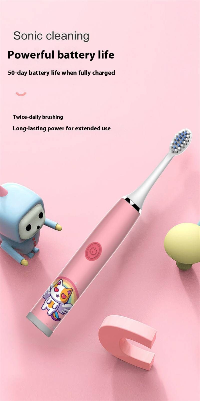 Kids Electric Toothbrush With 5+ Modes, IPX7 Waterproof, Soft Bristles & USB Rechargeable - Fun Cartoon Designs_voghion.com