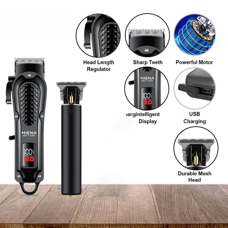 Professional Hair Clipper Kit – USB Rechargeable Cordless Hair Trimmer With LCD Display, Detachable Blades & Multiple Comb Attachments_voghion.com
