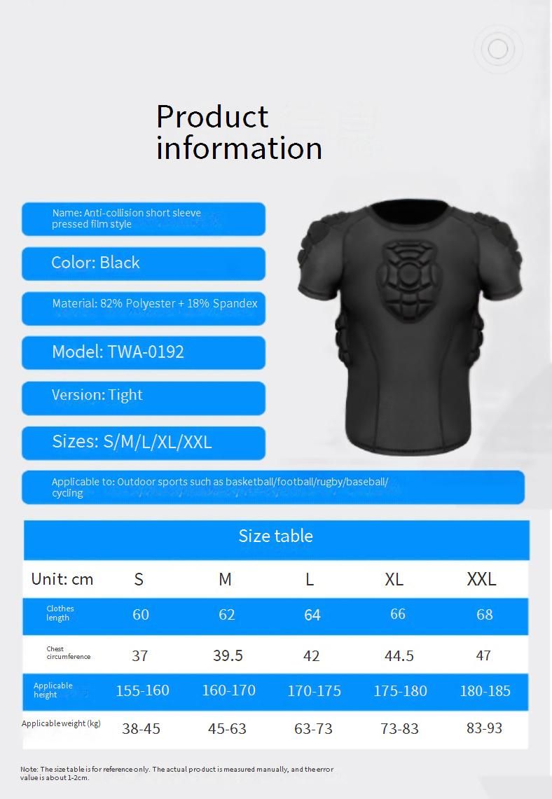 Maglia da portiere da calcio professionale resistente agli urti e attrezzatura protettiva multi-sport – Maglia a compressione a maniche lunghe con imbottitura in EVA a nido d'ape_voghion.com