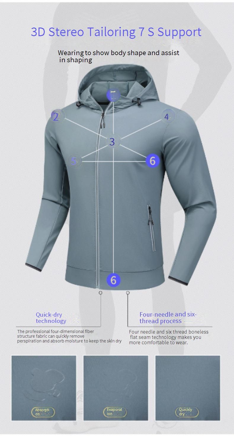 Giacca da corsa leggera da uomo – Felpa con cappuccio a maniche lunghe traspirante per jogging e palestra (M-4XL) – Top sportivo traspirante per l'allenamento all'aperto_voghion.com