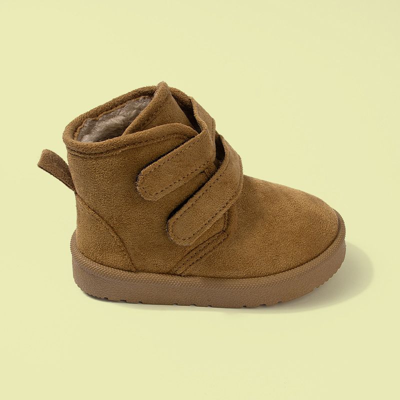 Kids Winter Snow Boots With Fleece Lining, Soft Sole, Non-Slip, Black & Camel For Boys & Girls (Sizes 19-25)_voghion.com